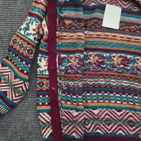 NWOT 90s Petite Fair Isle Cardigan Women’s Small, Cotton, Cabincore, Holiday - Picture 10 of 11